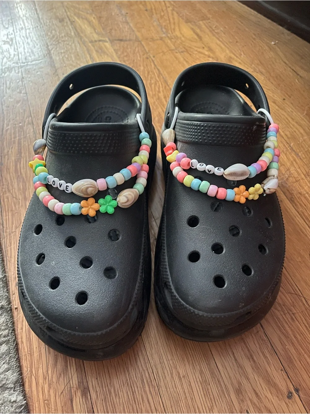 CROCS Classic Mega Crush Platform Clog + beaded charms